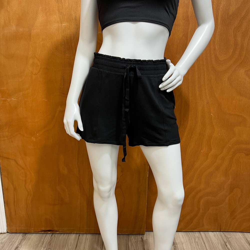 Daily Ritual Black Elastic Waist Drawstring Shorts
